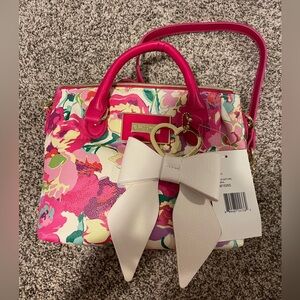 NWT Betsey Johnson Floral Pinch Satchel Bag